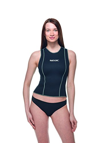 Seac Short Vest, Chaleco interior en Neopreno 2,5 mm para mujer, color negro, talla XL