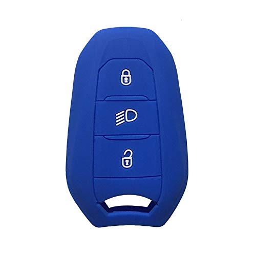 Shell Cover Holder Car Key Fob Case 5008 DS5 DS6 For Peugeot 208 DS3 For Citroen C4 C5 X7 Silicone Rubber Smart Remote Key Cover Blue