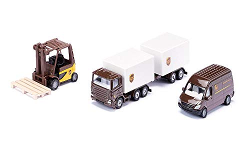 siku 6324 UPS Logistik Set, Metal/plástico, marrón/Blanco, Muchas Funciones, combinable con siku Modelos en la Misma Escala.