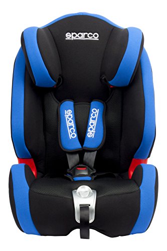 Sparco SPCF1000KBL Silla para Coche 1-2-3 (9 Meses a 12 años) Color Negro/AZUL. Homologación ECE R44/04, Grupo I/II/III