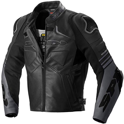 Spidi Bolide - Chaqueta de piel para moto, color negro, talla 48