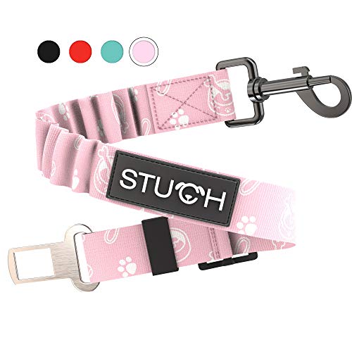 STUCH ® Cinturón de seguridad universal Bungee para perros y gatos, apto para todas las razas de perros y tipos de coche (rosa)