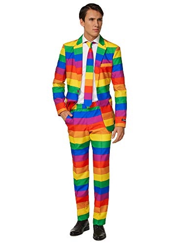 Suitmeister Men Suit Juego de Pantalones de Traje de Negocios, Rainbow, M para Hombre