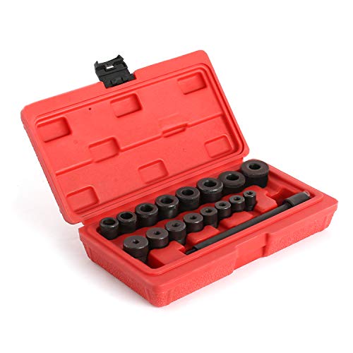 Todeco - Herramientas de centrador embrague, Kit de Alineación de Embrague - Material: Acero C45 - Tamaño de la caja: 21,5 x 12 x 5,5 cm - con estuche roja, 17 Partes