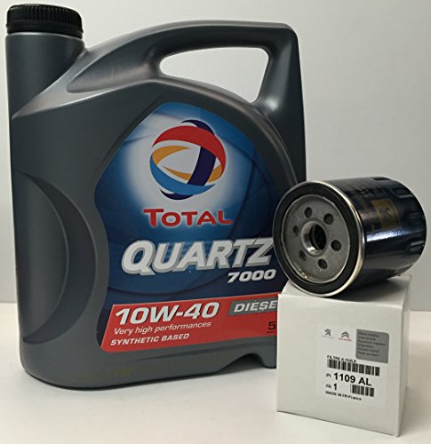 Total Pack Quartz 7000 Diesel 10W40 5 litros + Filtro Original Peugeot/Citroen 1109AL