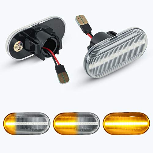 [1 par] OZ-LAMPE LED luces de giro marcadoras laterales (Parpadeo dinámico), luces indicadoras de dirección para Renaul-t Clio1 Clio 2 Megane Megane 1 Kangoo Laguna 1 Twingo (Transparente)