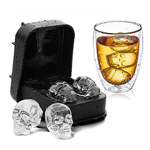 2pce 3D Skull Silicone Ice Molds ，Ice Ball Maker Mold ，Ice Ball Maker Mold for Whiskey，Reusable Ice Cube Molds，for Whiskey,