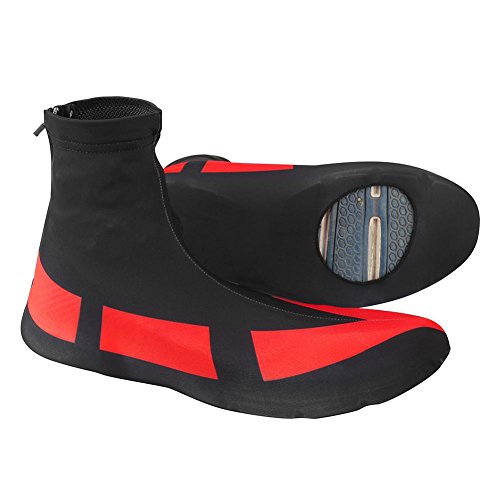 Alomejor Cubre Zapatos Impermeable a Prueba de Polvo Cubre Zapatillas con Cremallera Protector para Ciclismo en Bicicleta Deportes, Negro/Rojo, XL