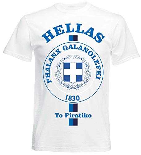 Aprom Hellas NC3 Grecia Camiseta de manga corta para hombre, Copa del Mundo, Copa Europa, color gris W Blanco M