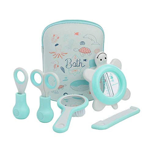 Bébé Confort - Neceser de aseo para bebés, incluye termómetro + tijeras + cortaúñas + peine + cepillo para bebés, Azul