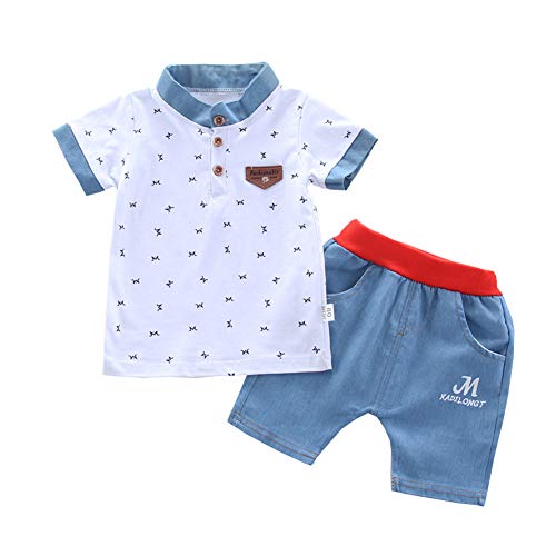 BOBOBORA - Conjunto de camiseta de manga corta y pantalón corto para niños de 0 a 5 años Floral - Blanc 6-12 Meses