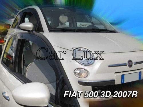 Car Lux AR05220 - Derivabrisas Deflectores de Aire Cortavientos de Viento Delanteros para Fiat 500 de 3 Puertas Desde 2007-