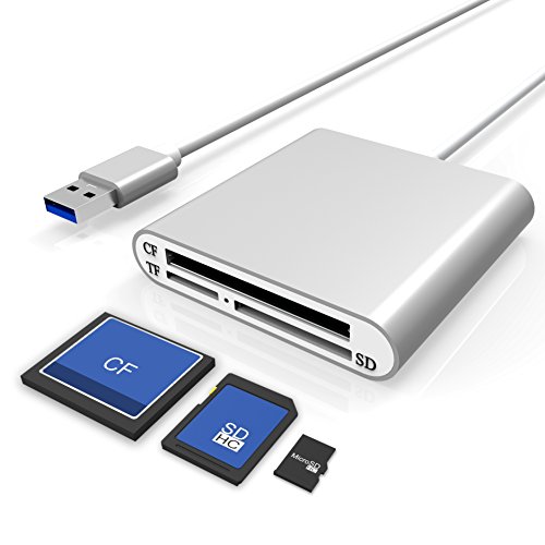 Cateck Lector de Tarjetas SD de Aluminio Ultra-rápido USB 3.0 Lector Multitarjetas para CF/SD/TF Tarjetas Micro SD y más para iMac, MacBook Air, Macbook Pro, MacBook, Mac Mini, PCs y Portátiles