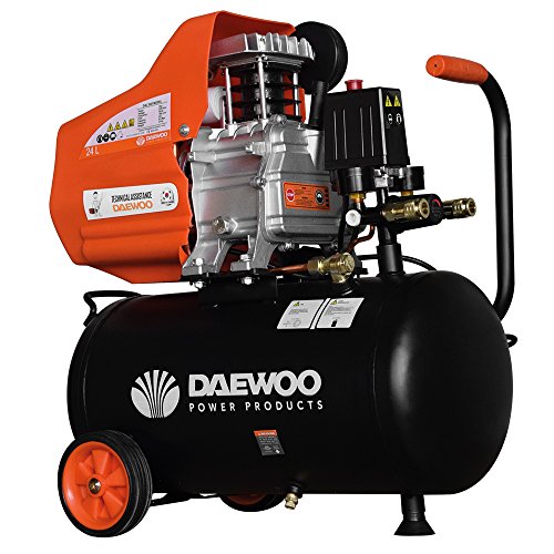 Daewoo DAC24D Compresor eléctrico, 220 V, Negro/Naranja, 2 HP, 195 L/min, 24 L