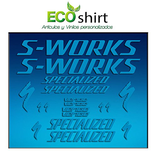 Ecoshirt 54-1K1Q-UF1E Pegatinas Cuadro Frame Sworks S-Works Venge Pro Vias Am31 Stickers Aufkleber Decals Adesivi Bike BTT MTB Cycle, Azul