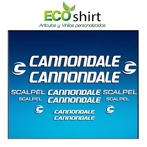 Ecoshirt M9-PP3S-MG02 Pegatinas Stickers Cuadro Frame Cannondale Scalpel Am26 Aufkleber Decals Adesivi Bike BTT MTB Cycle, Blanco