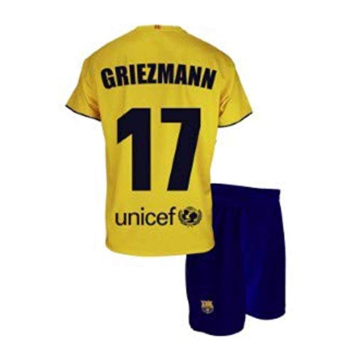 FC. Barcelona Conjunto Camiseta y pantalón 2ª equipación 2019-20 - Replica Oficial con Licencia - Dorsal 17 Griezmann - 14 años