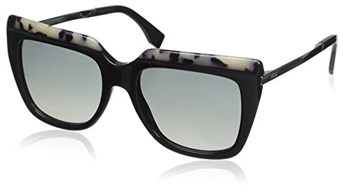 FENDI FF 0087/S DX CU1 Gafas de sol, Negro (Hvn Blk Ruth/Dk Grey Sf), 53 para Mujer