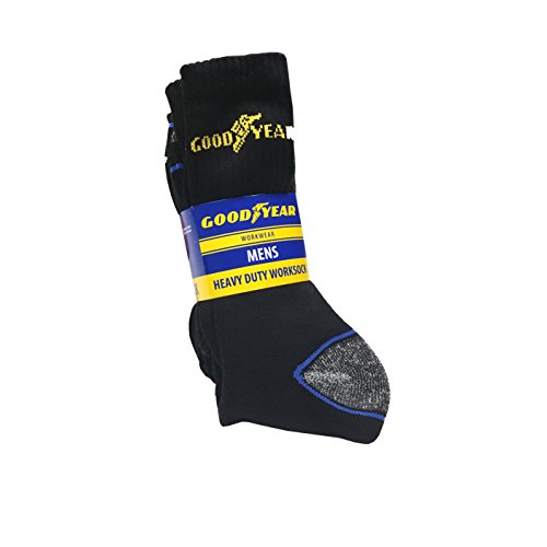 Goodyear Workwear calcetines de trabajo acolchados en contraste con punta de talón acolchada, 5 unidades, color negro, talla única