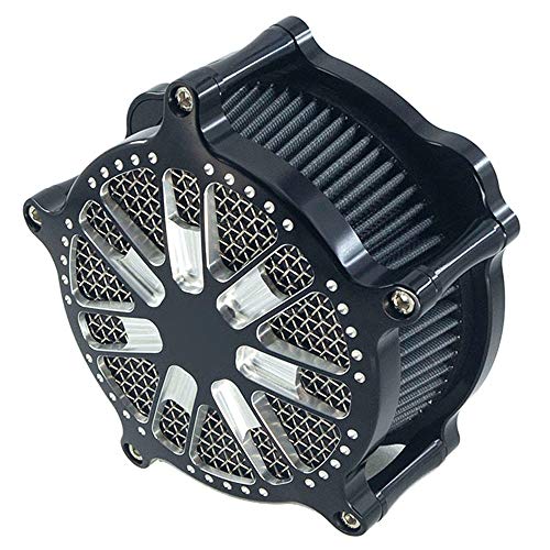 Harley Filtro de Aire Moto Air Cleaner Venturi Filter Intake System Cnc Kit Chrome Grill para Sportster XL 883 XL 1200 2007-2018 Fitment -(Diseño A - Gris)