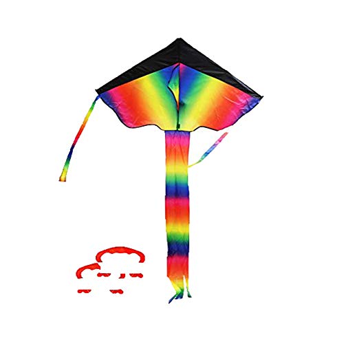 Kite Cometa Juguetes Voladores Cometa para Niños INTVNGrande Cometa para los Niños y Adultos El Arco Iris Colorido de la Cometa Fácil de Volar, Liviano y Estable con Dos Cuerdas 50m