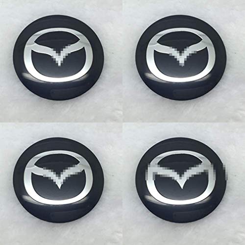 LOPLP Etiqueta engomada de la Cubierta del Centro de la Rueda del Coche Tapacubos Emblema de la Insignia Cubre Pegatinas para Mazda 3 2 6 Atenza Axela Mx3 Mx5 Cx-5 Cx-3,56 mm,4 Piezas