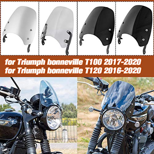 Lorababer Parabrisas de motocicleta Pare-brise para T-riumph Bonneville T100 T120 Deflectores de viento parabrisas T 100 T 120 Accesorios (Humo ligero)