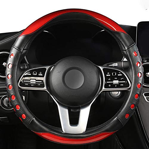 MDHANBK Cubierta de cuero de microfibra para volante de coche Jaguar XF XE F Pace XJ X-Type Ruitar E Pace emblema S