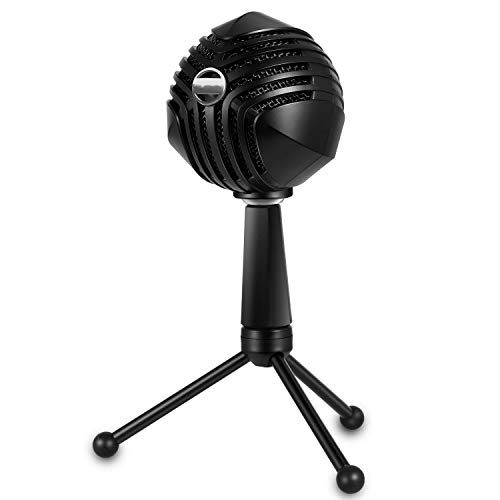 Micrófono En Forma de Bola Micrófono Condensador USB de Escritorio Mic Stand de Escritorio Mini trípode del Metal Micrófonos Profesionales (Color : Black, Size : One Size)