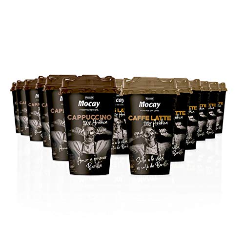 Mocay – Pack Mixto de Vasos de Café Listos para Beber – 10 Vasos de Café Cappuccino – 10 Vasos de Café Latte – 20 Vasos