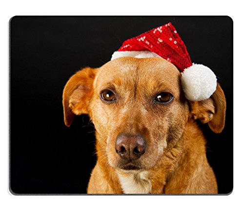 MSD Caucho Natural Gaming Mousepad imagen ID: 11263651 Happy Cruz Perro Navidad sobre fondo negro