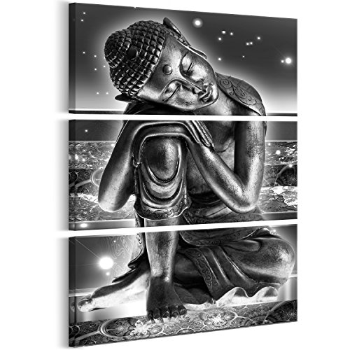 murando - Cuadro en Lienzo Buda 90x135 cm Impresión de 3 Piezas Material Tejido no Tejido Impresión Artística Imagen Gráfica Decoracion de Pared – abstracción Zen Oriental p-C-0008-b-h