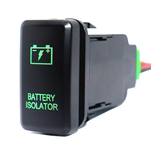 Qiche31 Interruptor de botón Aislador de la batería a estrenar con cable de conector para TOYOTA PRADO LANDCRUISER HILUX FJ CRUSER COMPECTOR DE ON-OFF 12VOLT 3AMP Automotor ( Color : Green LED )