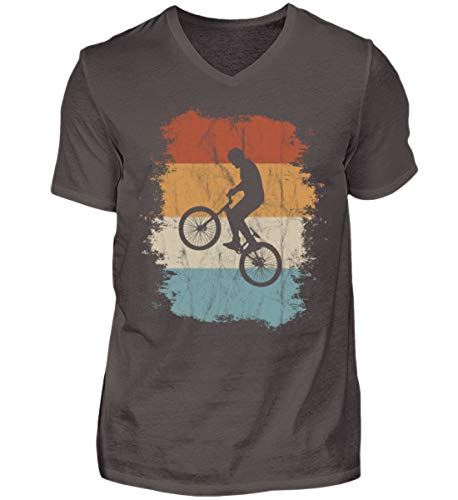 Retro BMX Cross Bicicleta de Regalo para Ciclistas apasionados y Ciclistas de la Cruz - Camisa de Cuello en V para Hombre