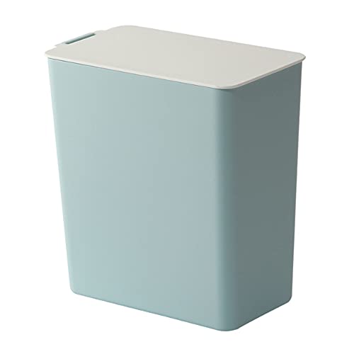 RUONING Cubo de basura pequeño pequeño en la mesa, cubo de basura para el hogar, mini cubo de basura para oficinas, dormitorio, escritorio, azul y blanco