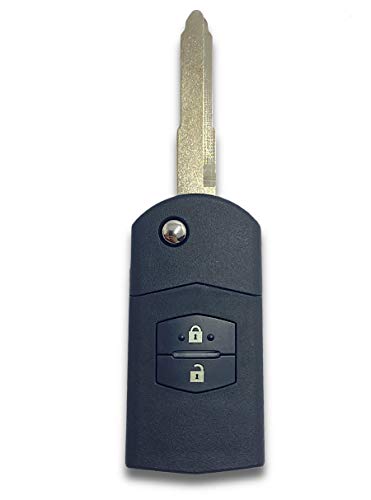Shoppy Lab - Carcasa para llave con mando a distancia de 2 botones, repuesto para coches Mazda 2, 3, 5, 6, Bt50, Cx-5, Cx-7, Cx-9, Rx8, llave completa con hoja y carcasa