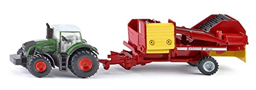 SIKU 1808, Tractor Fendt con recolectora de patatas, 1:87, Multifuncional, Metal/Plástico, Verde/Rojo