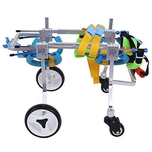Silla de ruedas de aleación de aluminio para silla de ruedas para mascotas Rueda para silla de ruedas para cuatro ruedas Soporte completo para rehabilitación de mascotas Silla (XS Ensanchamiento)