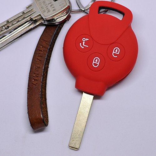 Soft Case Llave del Coche de protección Funda Smart 451 Fortwo Convertible Coupé Key/Color Rojo