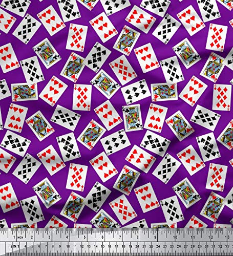 Soimoi Tela De Algodón Card Poker Gasa De Impresión De Costura 58 Pulgadas De Ancho del Material por El Contador-Púrpura