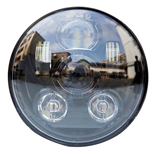 Transauto - Faro LED redondo Daymaker para motocicletas Harley Davidson, luz larga/de cruce, 14,6 cm, color negro