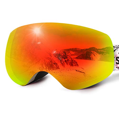 TZTED Gafas de Esquí-Máscara Gafas ski Snowboard Anti Niebla Gafas de Esquiar Protección UV para Niño Niña Júnior Chicos Chicas 6 7 8 9 10 11 12 Años,D