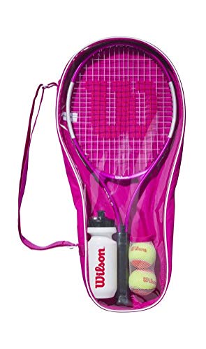 Wilson Conjunto de iniciación al tenis, Ultra Pink Starter Set, Raqueta Ultra Pink 25, Botella, 2 pelotas, Bolsa de transporte, De 9 a 10 años, WR026710F
