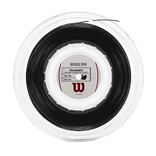 Wilson Revolve Spin Cordaje de tenis, rollo 200 m, unisex, negro, 1.25 mm