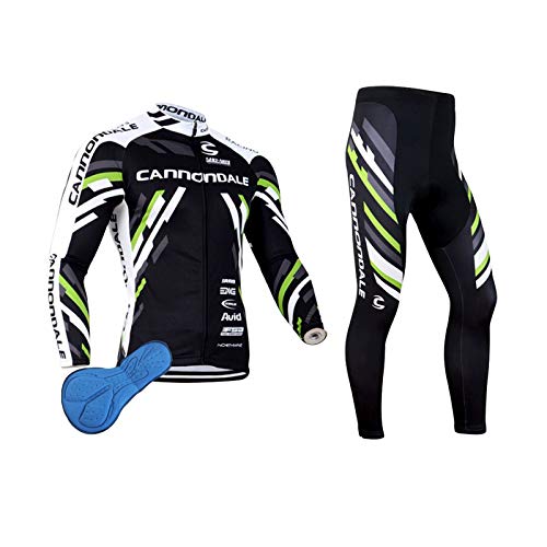 XM Conjunto de ciclismo de manga larga para hombre, con almohadillas de silicona 3D resistente al viento, secado para MTB, ciclismo, correr al aire libre Negro XXL
