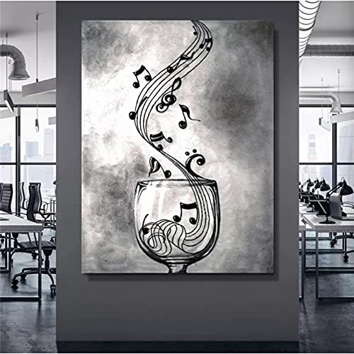 YUZE Cuadros Decorativos Impresiones de Pared Lienzo Pintura música Carteles de Copa de Vino imágenes para Mural de Pared Lienzo Arte Cartel Pintura Decorativa Regalos para Mujer 20x32 Inch