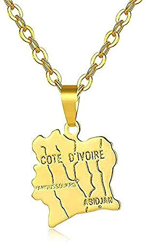 ZGYFJCH Co.,ltd Collar Moda Hombre Collar Cote Divoire Tarjeta Colgante Collar Costa de Marfil Tarjetas Collares Joyería de Color Dorado para Mujeres Hombres Bijoux Femme