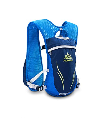 AONIJIE Mochila de hidratación 5.5L chaleco de equitación bolsa para correr maratón, ciclismo al aire libre, escalada carga móvil cartera con 2L/350ml vejiga de agua, (azul, solo bolsa)