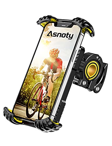 Asnoty Soporte Movil Bicicleta, Soporte Movil Bici Moto Rotación 360°, Soporte Teléfono Bicicleta Anti Vibración Desmontable, para iPhone, Samsung, Huawei y Otro 4,7 a 7,0 Pulgadas Smartphone