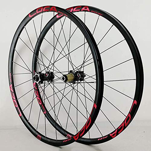 Bicicleta Frente y Ruedas traseras 26/27.5 / 29in 700c Aleación de aleación MTB Bike Wheelset 20H Disc Freno de Disco 8-12 Velocidad a través del Eje (Color : Red-A, Size : 700C)